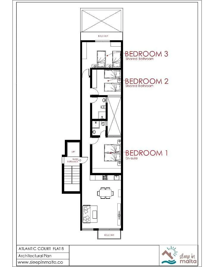 F8 Room 3, Private Room Two Single Beds Shared Bathroom In Shared Flat Msida Malta